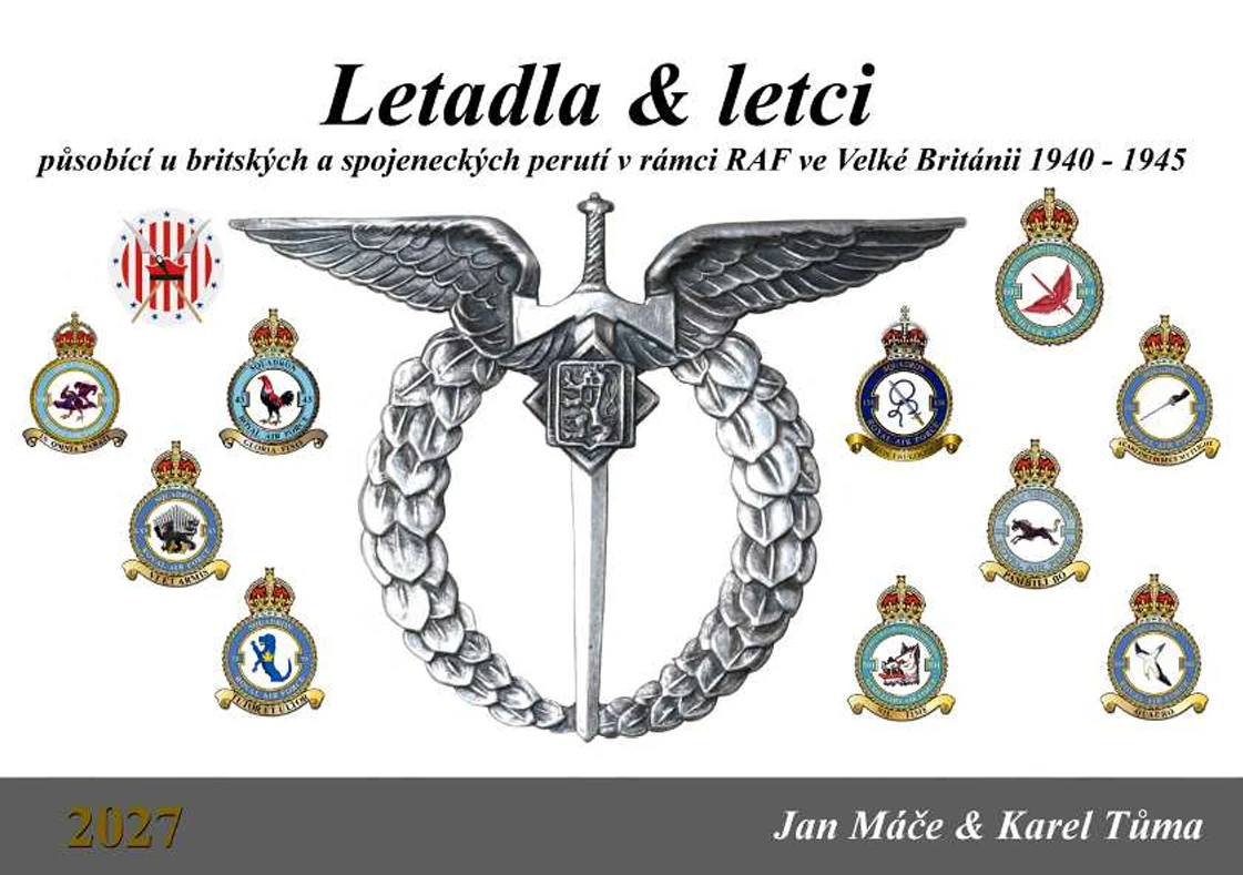 Titulní strana kalendáře Letadla & letci 2027